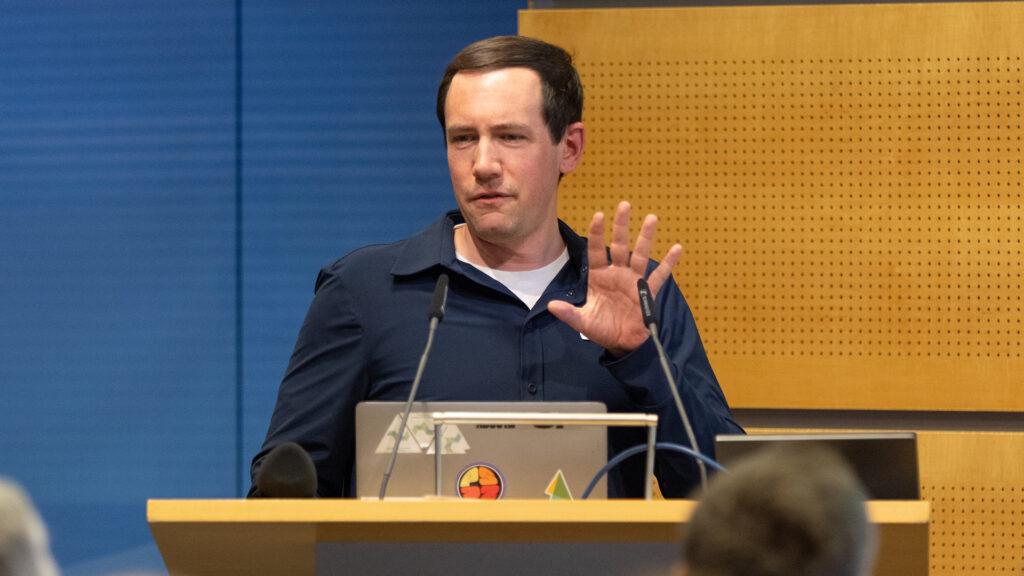 Jan Georg Plavec, Stuttgarter Zeitung, AI for Media Meetup 4. Photo: BR/Markus Konvalin